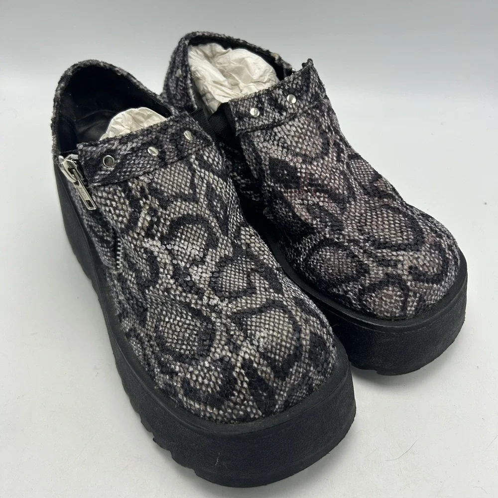Vintage Loafers Womens 7.5 Y2K Chunky Platform Faux Snakeskin 90s Hippie Read